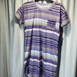 Girls' Lavender Striped Short-Sleeve Pocket Dress NWT